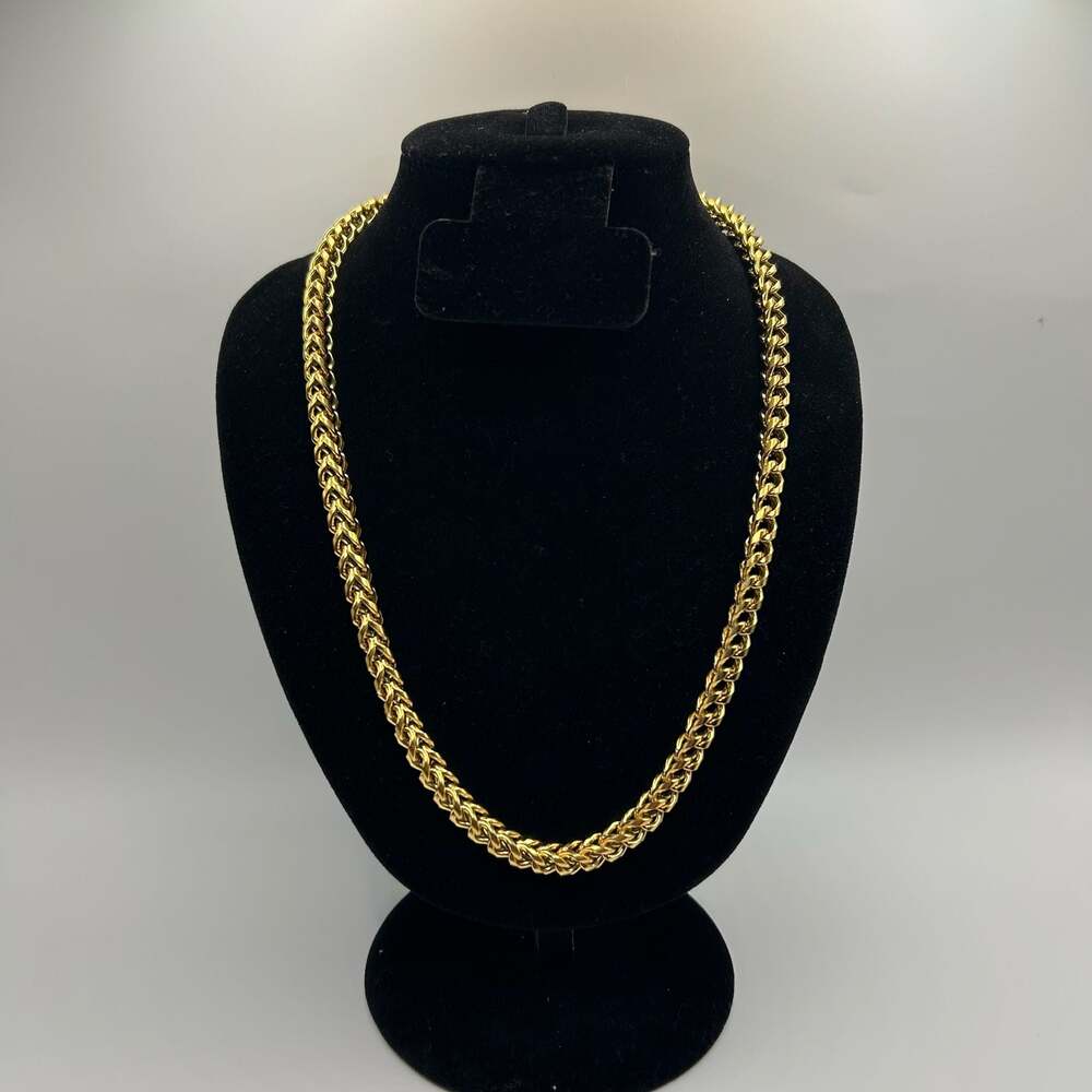 6mm Real Gold Plated Franco Chain Stainless Steel 22 Inch Mens Waterproof Solid